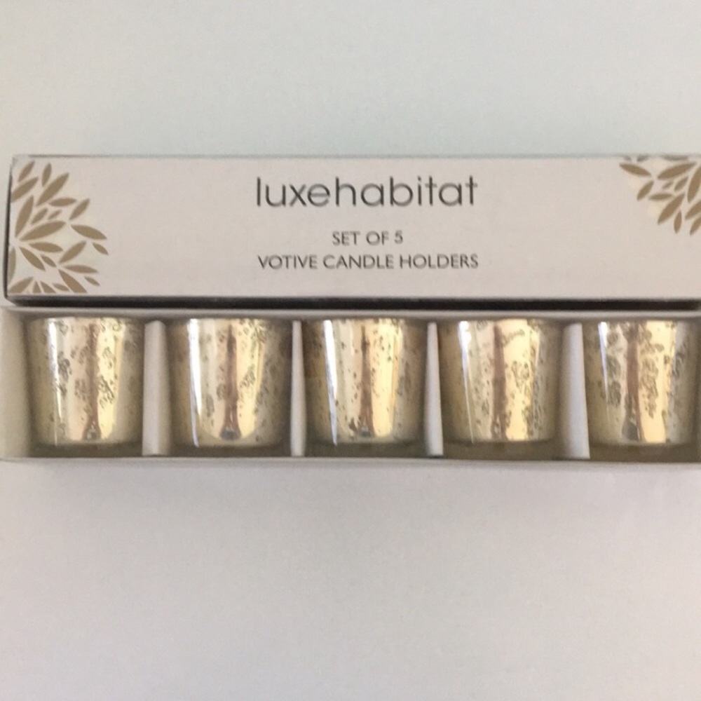 New Gold mercury glass votive holders set of 5